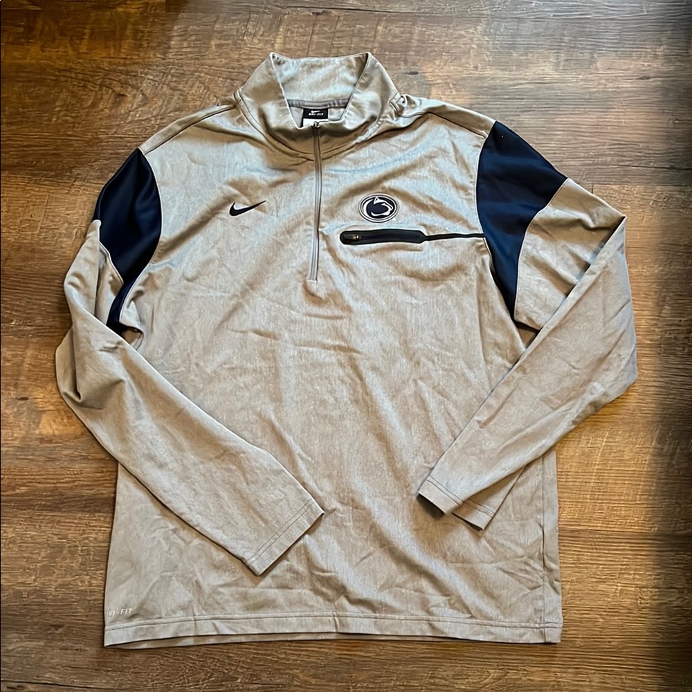 Nike Gray and Blue Penn State Quarter-Zip Pullover